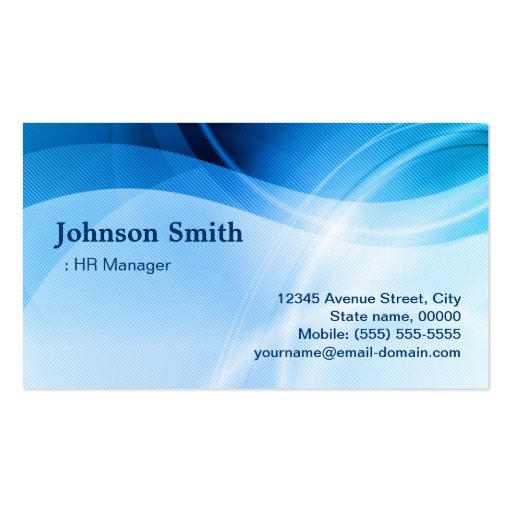 HR Manager - Modern Blue Creative Business Card (front side)