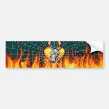 hrome yellow jacket design 2 with fire and web. bumper stickers