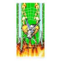 hrome yellow jacket design 2 with fire and web. photo card