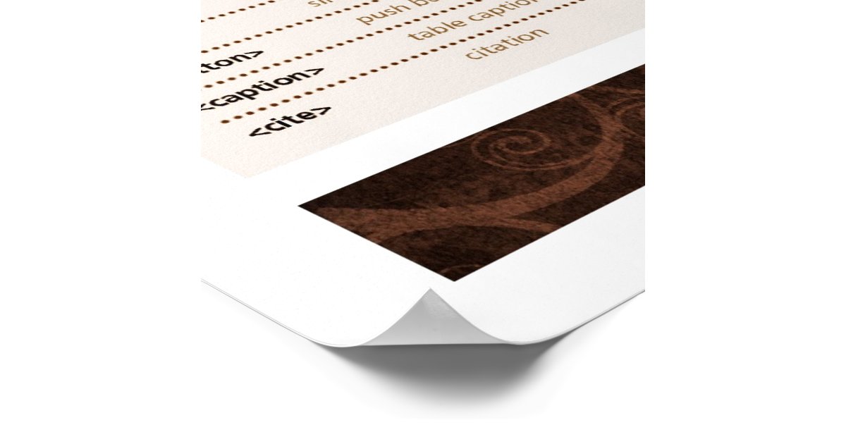 HTML5 Tags Cheat Sheet Poster Zazzle