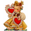 ladies_fitted_babydoll - Adorable vintage girl is holding two red Valentines Day hearts. If you wish, add text or name to customize hearts.: Sizes  Available colors: lime