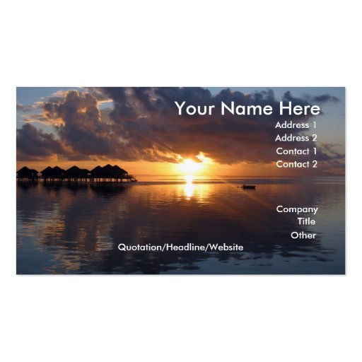 Huahine Sunset Business Card (front side)