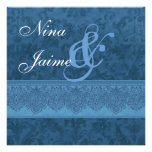 Hues of Blue Damask Wedding Invitation E403
