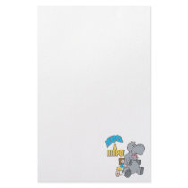 hug a hippo cute cartoon graphic personalized stationery