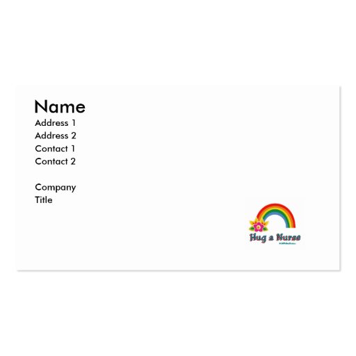 Hug a Nurse Business Card