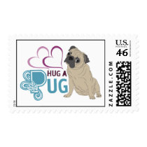 hug a pug postage stamp