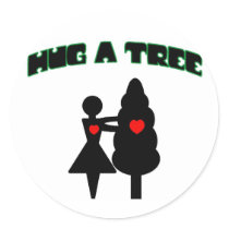 Hug a Tree w/Hearts Round Stickers
