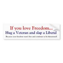 Hug a Vet slap a liberal Bumper Sticker