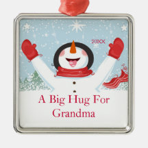 Hug for Grandma Christmas Snowman Ornament