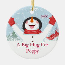 Hug for Poppy Christmas Snowman Ornament