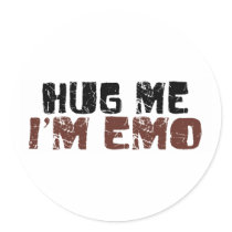 Hug Me I'M Emo Round Stickers