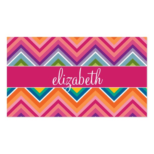 Huge Colorful Chevron Pattern with Name Business Card Templates (front side)