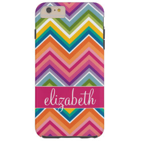 Huge Colorful Chevron Pattern with Name Tough iPhone 6 Plus Case