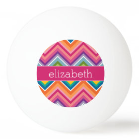 Huge Colorful Chevron Pattern with Name Ping Pong Ball