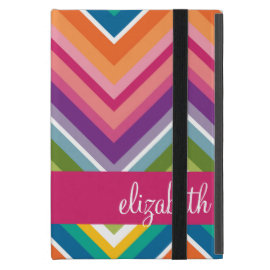 Huge Colorful Chevron Pattern with Name iPad Mini Covers