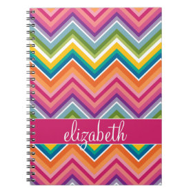 Huge Colorful Chevron Pattern with Name Spiral Notebooks