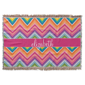 Huge Colorful Chevron Pattern with Name Throw