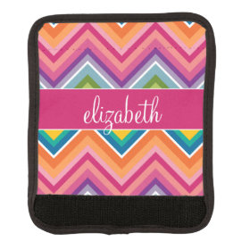 Huge Colorful Chevron Pattern with Name Luggage Handle Wrap
