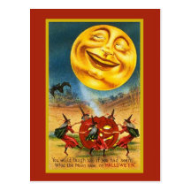 Huge Halloween Moon Card Postcards