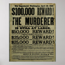 Huge John Wilkes Booth Lincoln murder Posters
