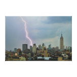 Huge Lightning Strike Over Midtown NYC Skyline Stretched Canvas Prints