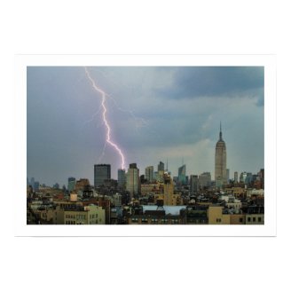 Huge Lightning Strike Over Midtown NYC Skyline Posters