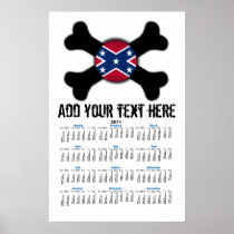 Huge Redneck Flag Crossbones 2011 Year Calendar Poster