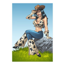 HUGE Sexy Cowgirl with Cowboy Hat Print by Al Rio. by AlRioArt HUGE Sexy Cowgirl with Cowboy Hat Print by Al Rio.