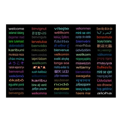 HUGE Welcome in 80 Languages BLACK Poster by JasonMessingerArt