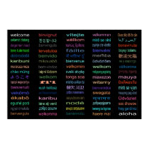HUGE Welcome in 80 Languages BLACK Poster posters