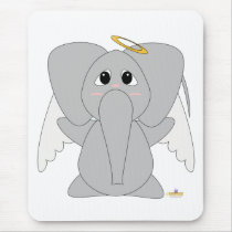 Huggable Angel Elephant Mouse Pad