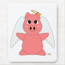 Huggable Angel Pink Piglet Mouse Pad