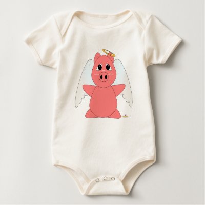 This cute anime-ish pink piglet loves to dress up and is wearing an angel 