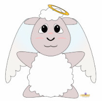 Huggable Angel White Sheep photo sculptures
