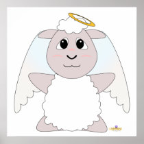 Huggable Angel White Sheep Poster
