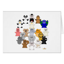 Huggable Animal Peace Sign Greeting Cards