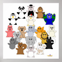 Huggable Animal Peace Sign Posters