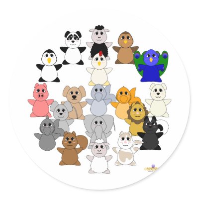 Huggable Animal Peace Sign Round Sticker by huggables