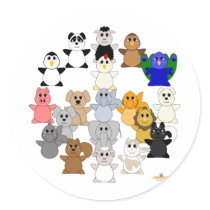 Huggable Animal Peace Sign stickers
