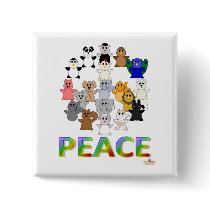 Huggable Animals Peace Sign Peace buttons by huggables Huggable Animals Peace Sign Peace buttons