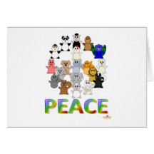Huggable Animals Peace Sign Peace Card