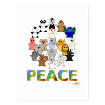 Huggable Animals Peace Sign Peace Postcards