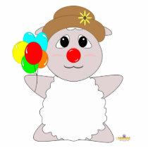Huggable Clown White Sheep photo sculptures by huggables Huggable Clown White Sheep photo sculptures