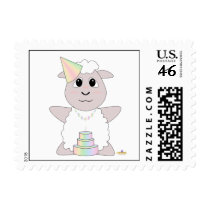Huggable Pastel Birthday White Sheep Stamp