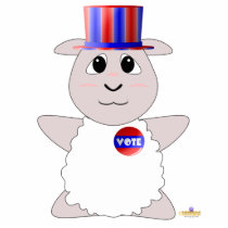 Huggable Voting White Sheep photo sculptures by huggables Huggable Voting White Sheep photo sculptures