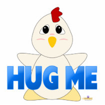 Huggable White Chicken Blue Hug Me Photo Cut Out