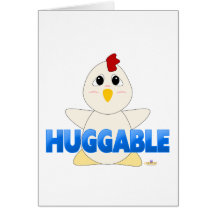 Huggable White Chicken Blue Huggable Cards