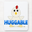 Huggable White Chicken Blue Huggable mousepads