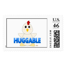 Huggable White Chicken Blue Huggable Stamp