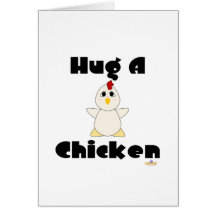 Huggable White Chicken Hug A Chicken Cards
